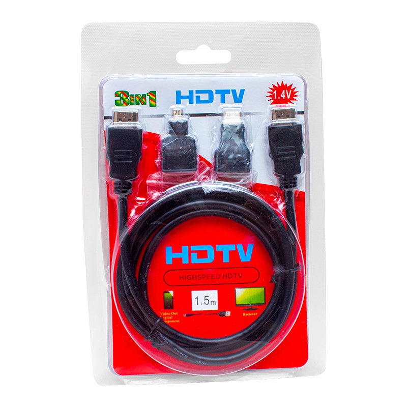 M0401-HDMI KABLO 1.5 METRE 3'LÜ SET POWERMASTER (MICRO HDMI HDMI*MİNİ HDMI HDMI)