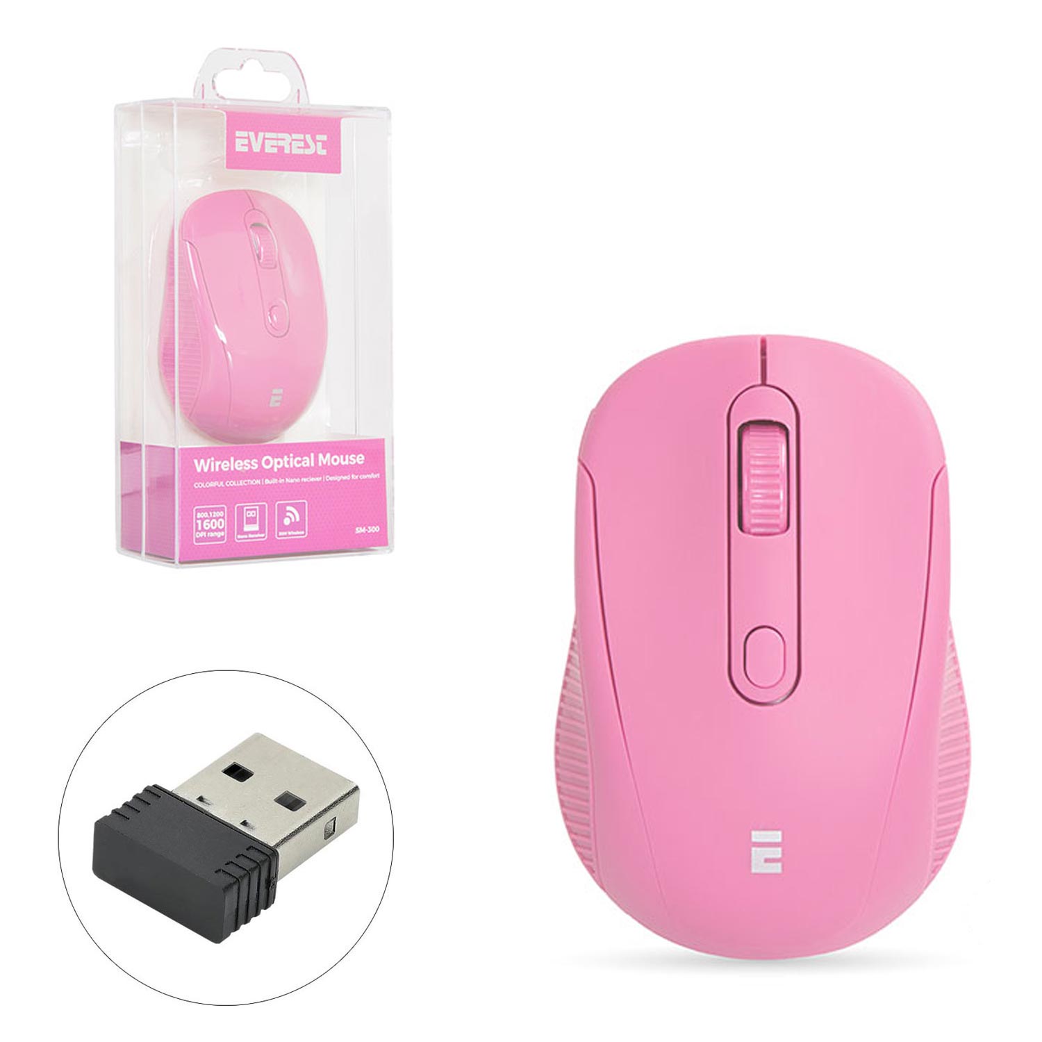 M0803-KABLOSUZ MOUSE 2.4GHZ 1600DPI PEMBE EVEREST SM-300