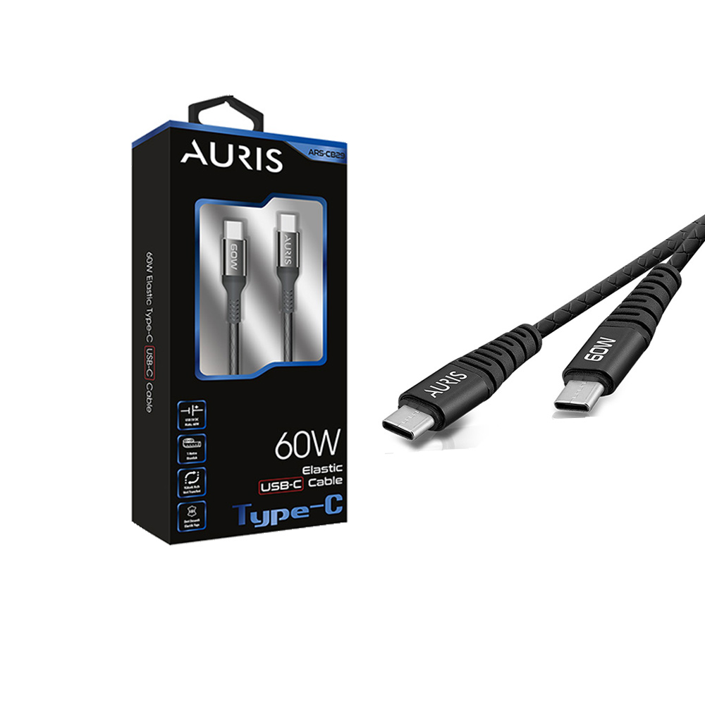 M2543-Auris CB29 Usb-C To Typek-C Metal 60Watt Şarj ve Data Kablosu