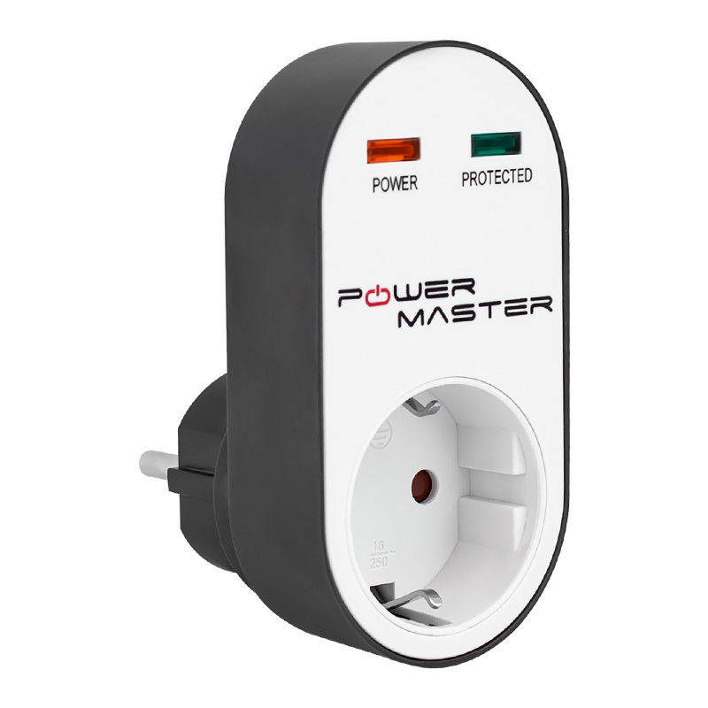 M0910-16620-POWERMASTER PM-10 AMPER - 2500 WATT TEKLİ SİYAH OVAL KASA TERMAL AKIM KORUMALI PRİZ