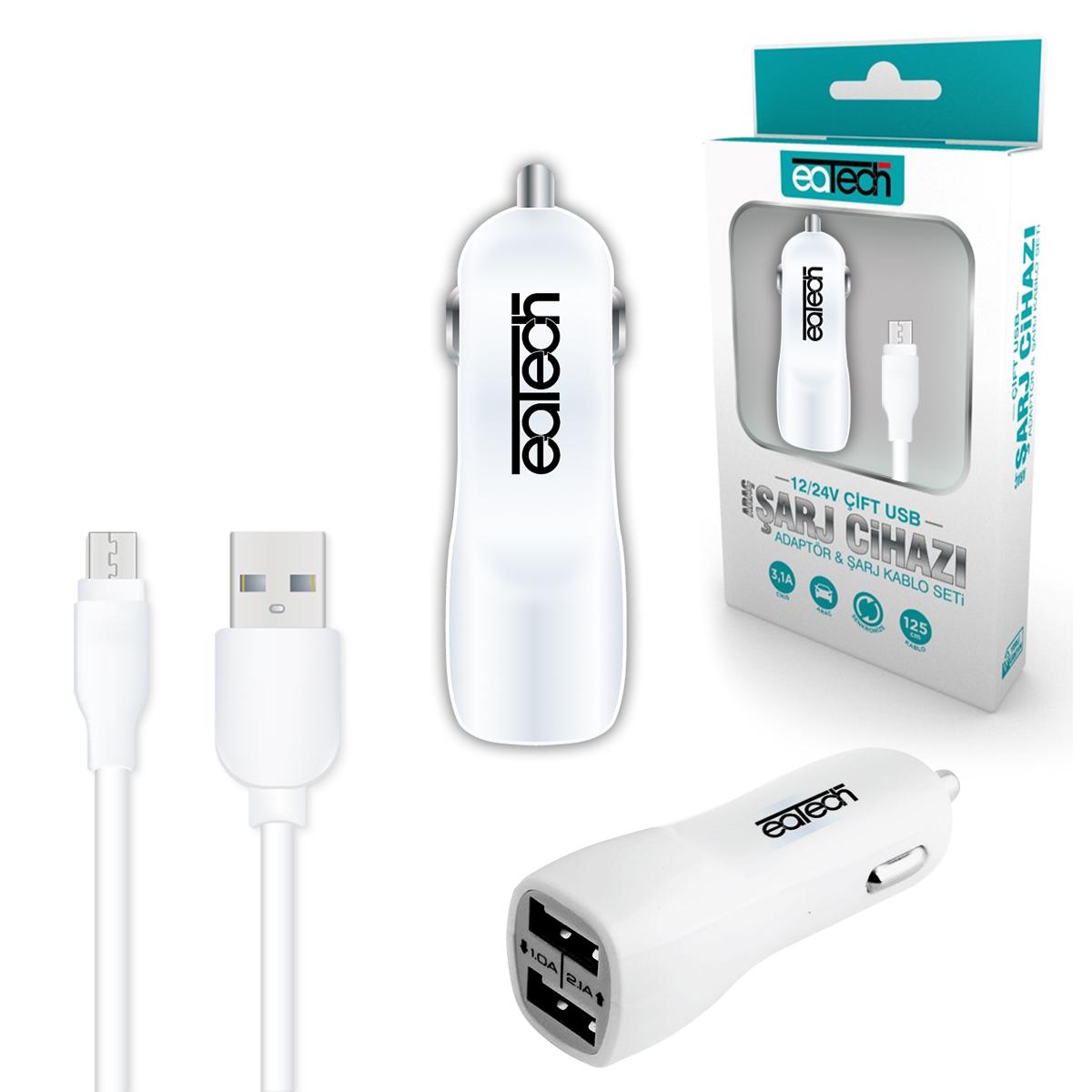 M0798-ARAÇ ŞARJ ADAPTÖR MICRO 2.1A 2XUSB EATECH-KAFA