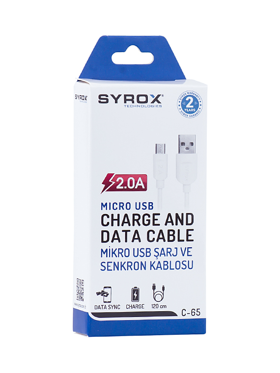 M0248-2A-1,2M-C65-Syrox 2 Amper 1,2M Eco Kablo (S6/S7)