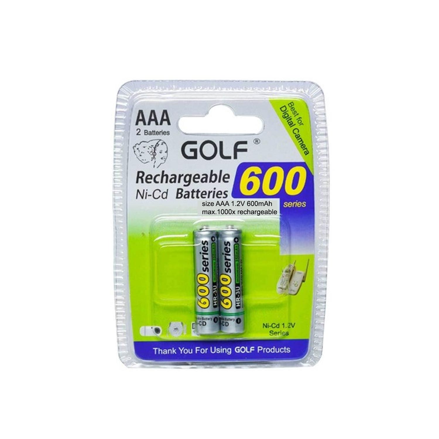 M0485-GOLF ŞARJLI PİL AAA İNCE 600MAH Nİ-CD TEKLİ FİYATI