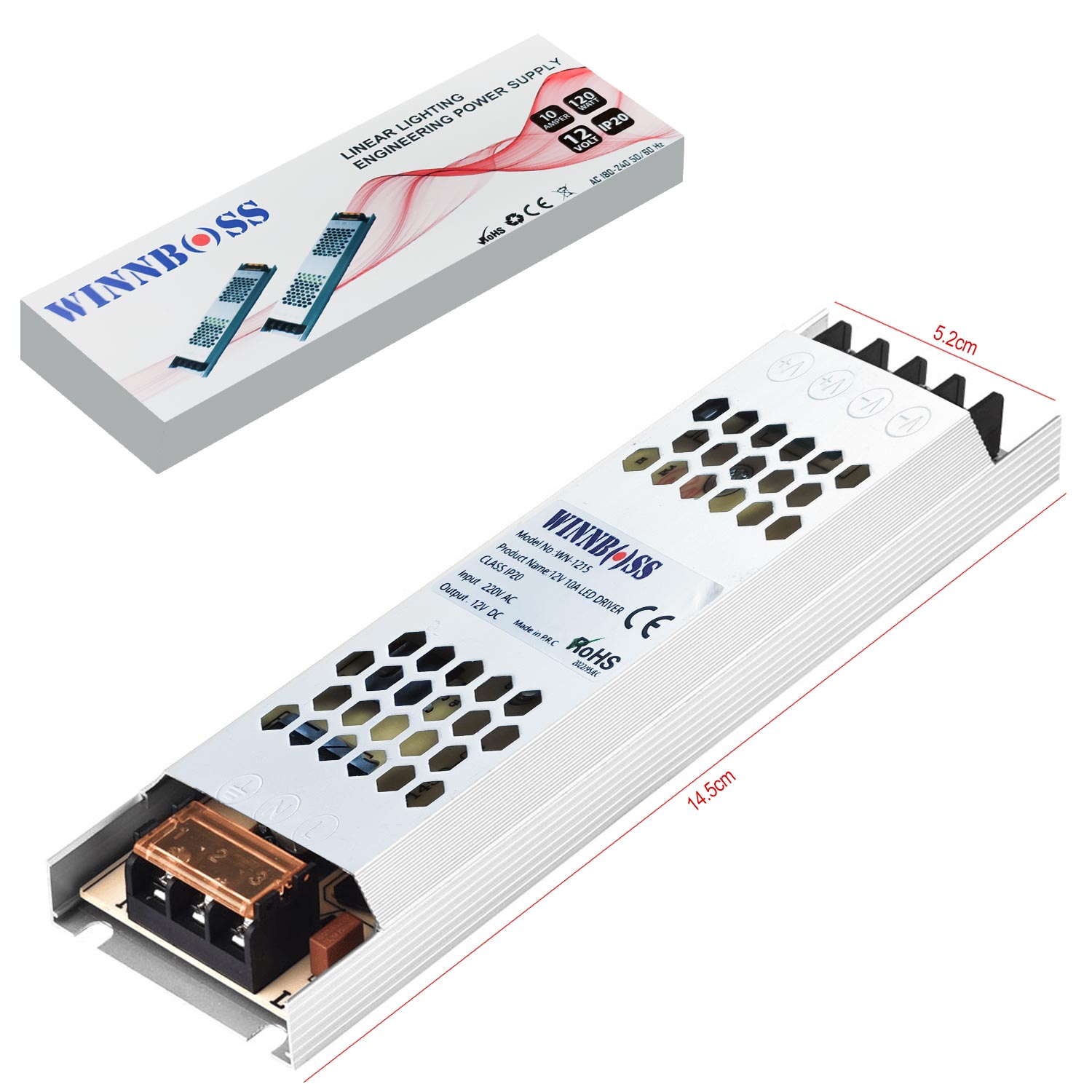 M1001-WİNNBOSS WN-1215 Metal Kasa Adaptör Slim 12 Volt 10 Amper