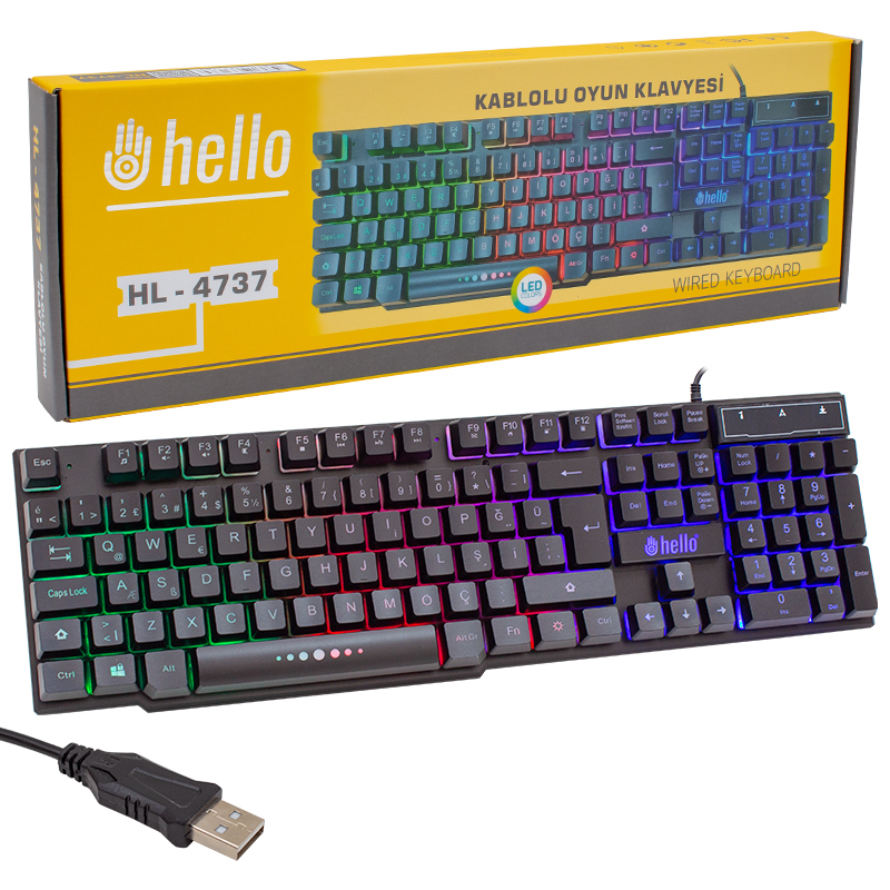 M0858-HELLO HL-4737 KABLOLU OYUNCU GAMING KLAVYE