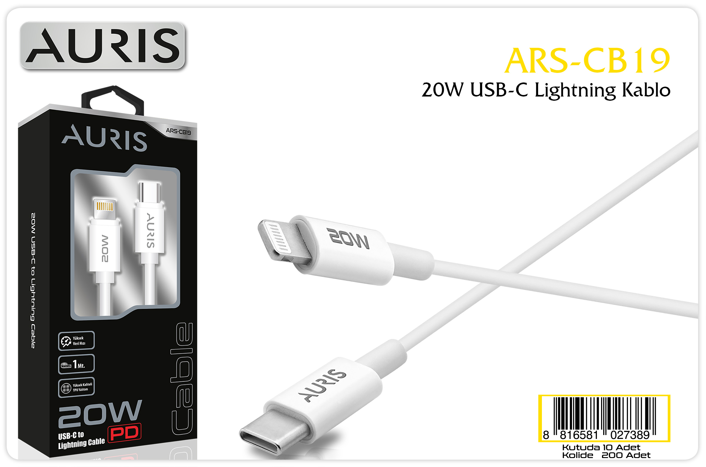 M2585-CB19 20W Usb-C-Lightning Kablo