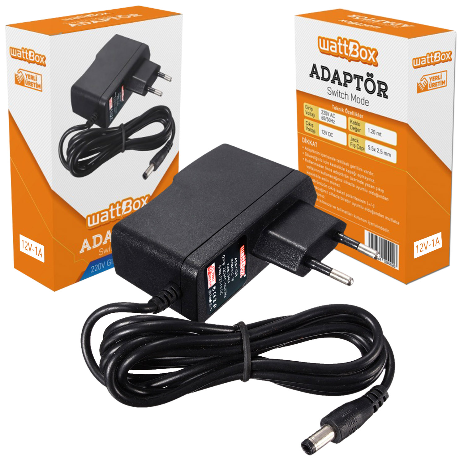 M0428-ADAPTÖR 12V 1A PLASTİK KASA WATTBOX