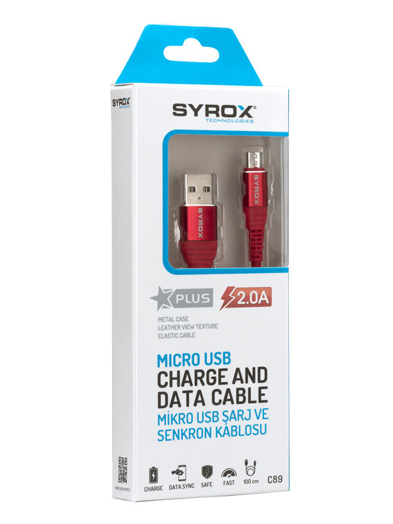 M0305-2A-1M-C89-SYROX S6/S7 1MT METAL SİYAH KABLO