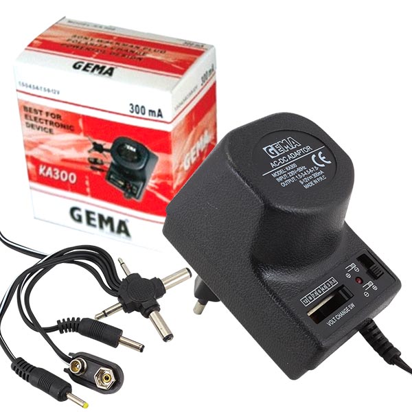 0042-GEMA 3 VOLT-12 VOLT 300 MA KADEMELİ AYARLI ADAPTÖR