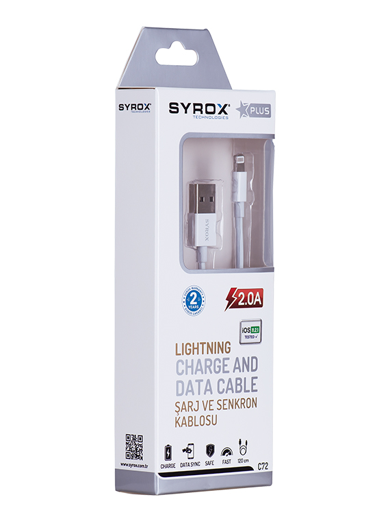 M0272-C72-Syrox 2 Amper Lightning 6S/7 Plus 1.0M Kablo