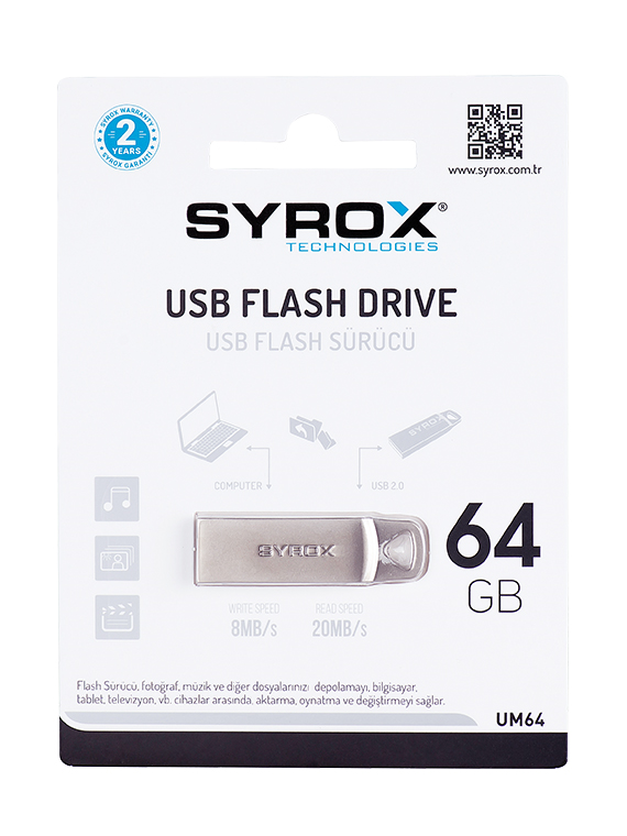 M0454-Syrox-UM64 Gb Metal 2 USB Bellek