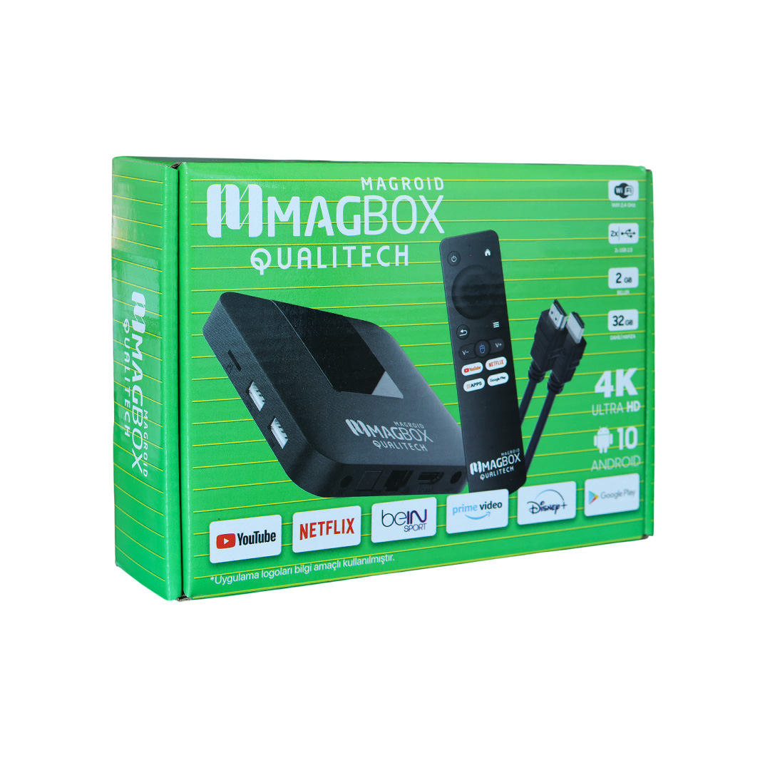 M2537-MAGBOX MAGROID QUALİTECH 32 GB HDD 2 GB RAM 2.4G H313 CPU DAHİLİ WİFİ ANDROID TV BOX