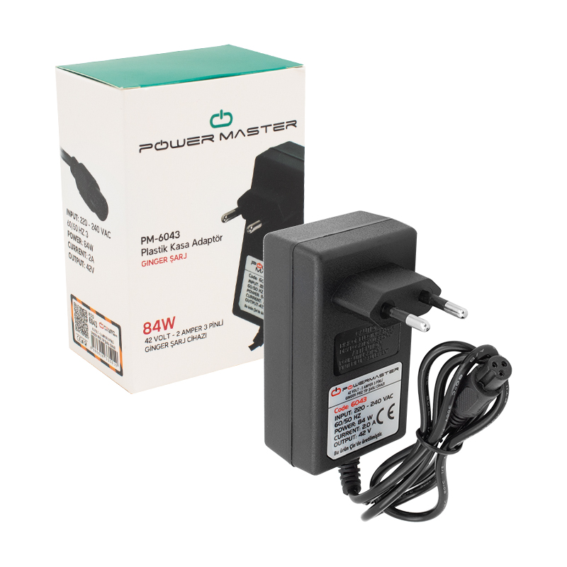 M2596-Ginger Şarj Cihazı 3pin 42V 2A 84w 