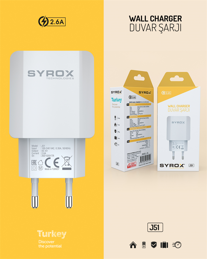 M0560-J51 2,6A Şarj Başlık (Eco Kutu)KAFA