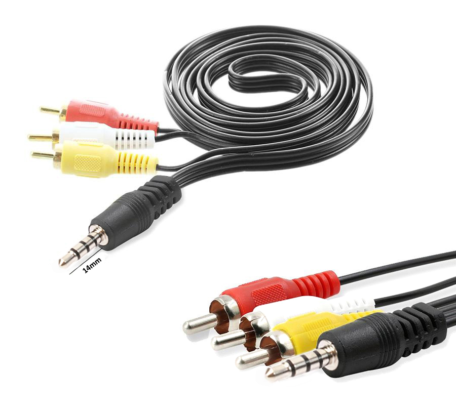 M0554-AV KABLO 3RCA 3.5MM KISA JACK (TÜPLÜ TV'YE HD UYDU BAĞLAR)