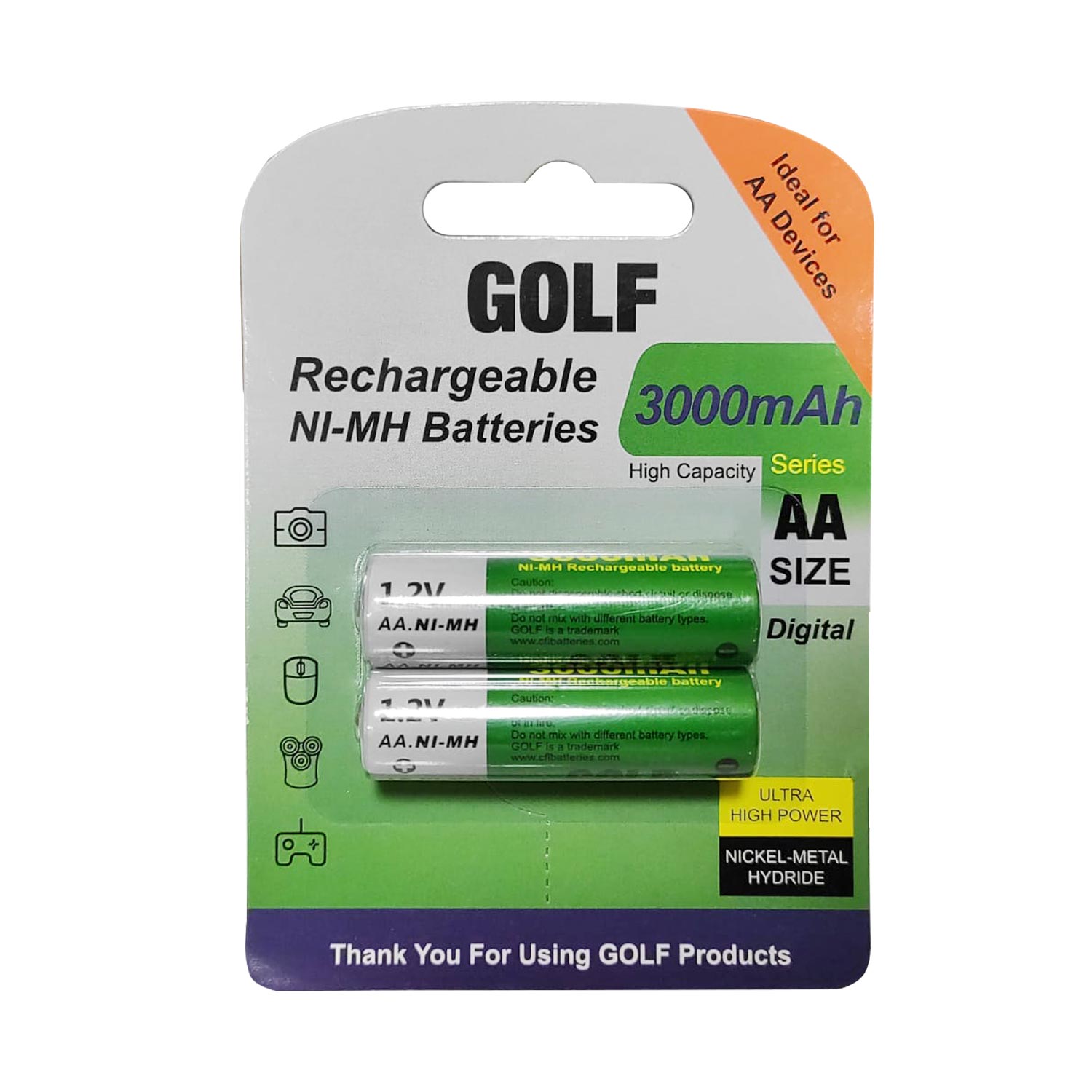 M0988-GOLF ŞARJLI PİL AA KALEM 3000MAH(TEKLİ FİYAT)