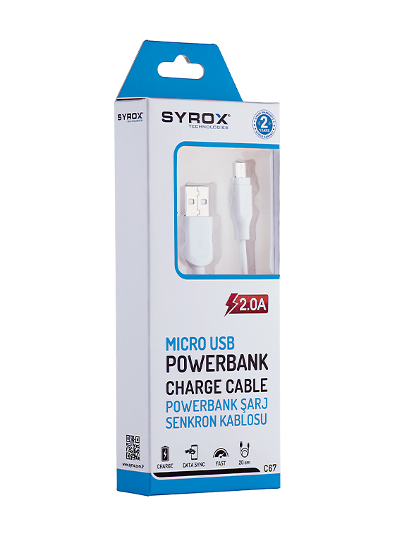 M0265-2A-20CM-C67-Syrox 2 Amper 0,2M PowerBank Kablo (S6/S7)